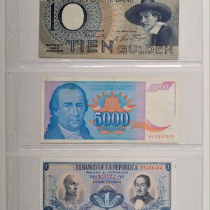 FDC set van 10 stuks transparante bladen 3 vakken (vakmaat 75 x 188 mm) voor o.a. bankbiljetten