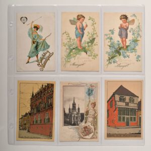 Post set van 10 stuks transparante bladen 6 vakken verticaal (vakmaat 153 x 96 mm) voor o.a. ansichtkaarten